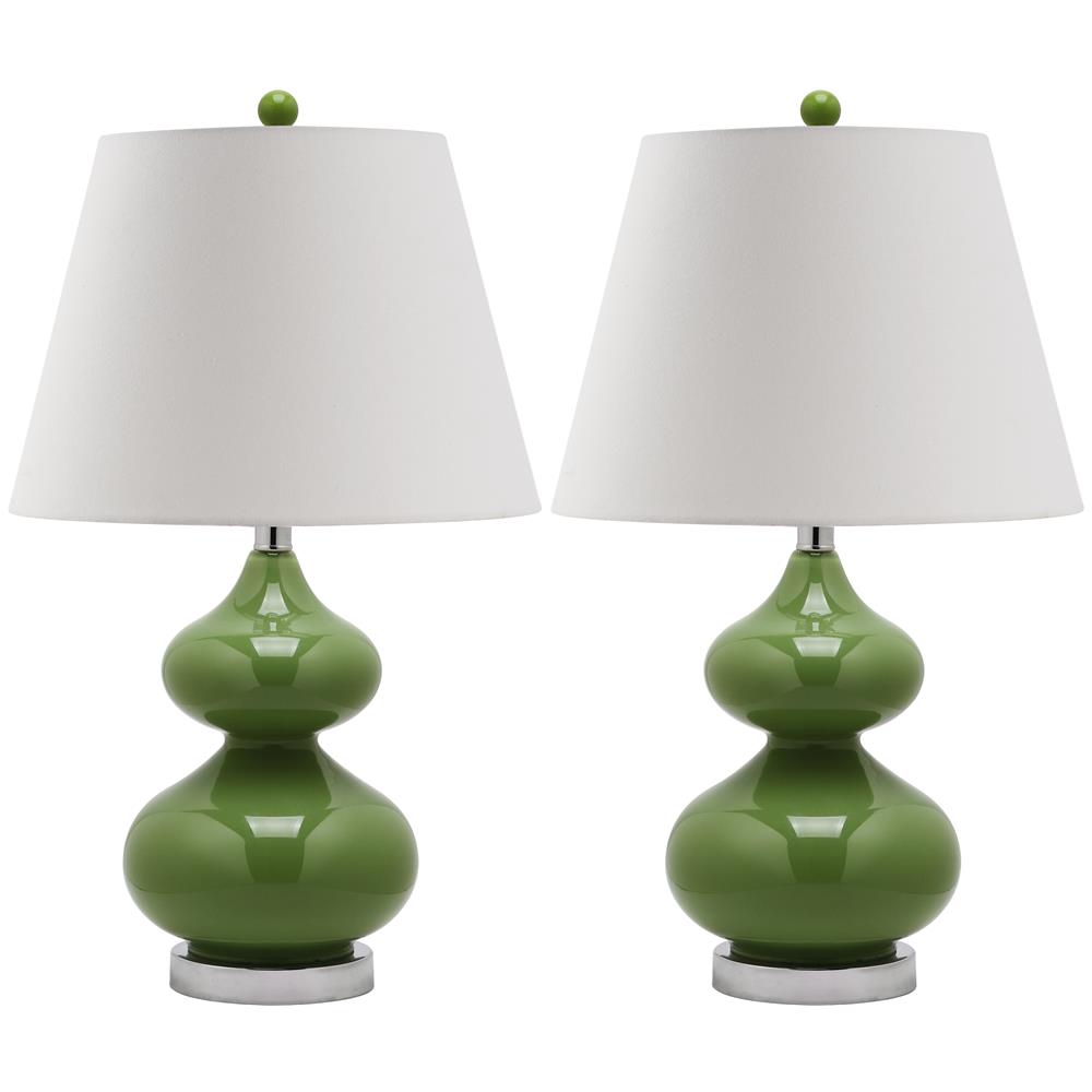 Safavieh LIT4086G EVA DOUBLE GOURD GLASS (SET OF 2) SILVER BASE AND NECK TABLE LAMP